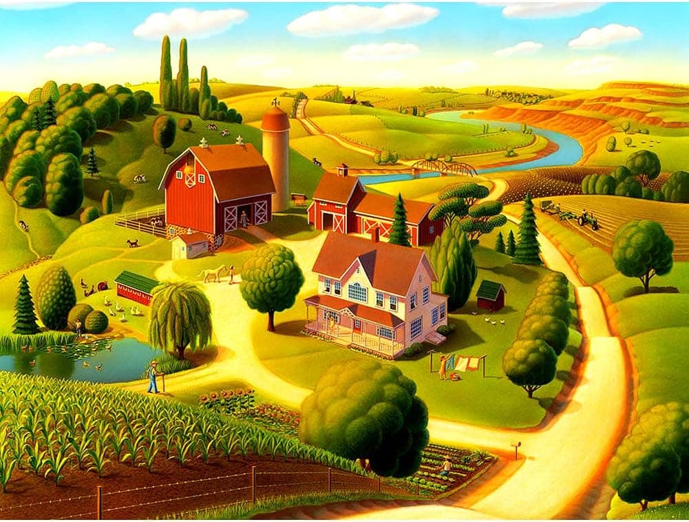 Puzzles for Adults 1000 Piece,Farm Wooden Jigsaw Puzzle Art,DIY Leisure Game Fun Toy Gift Suitable Family Friends
