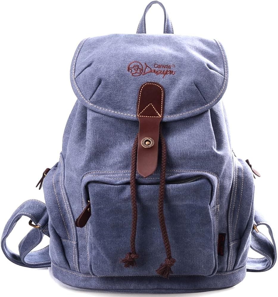 DGY Women Retro Canvas Backpack Casual Backpack for Women College Backpack G00117 White Star