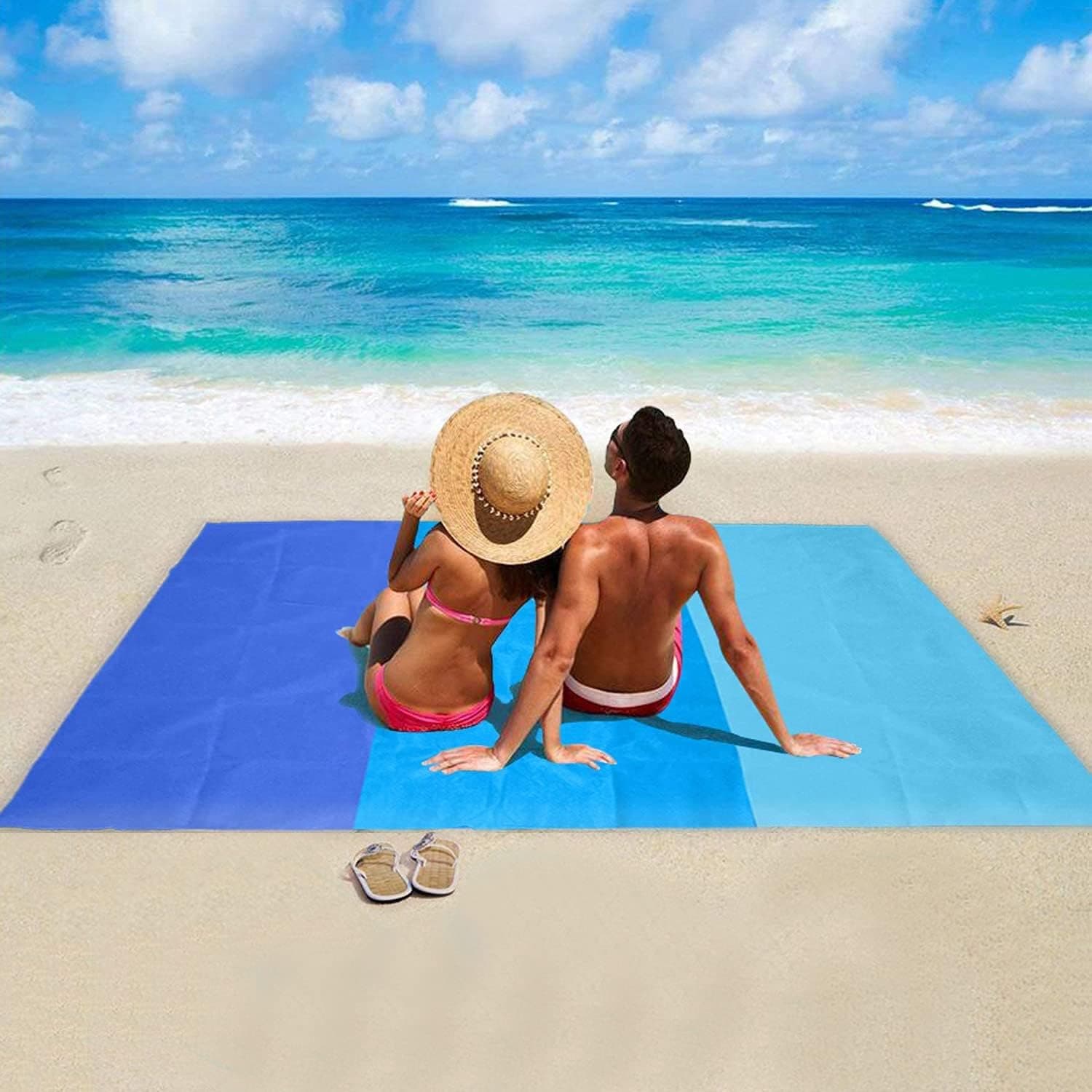 Vetoo Sand Free Beach Blanket, Quick Drying Waterproof Lightweight Beach mat Sand Proof Heat Resistant Picnic Blanket for Travel, Camping, Hiking and Music Festivals (82‘’×79‘’)