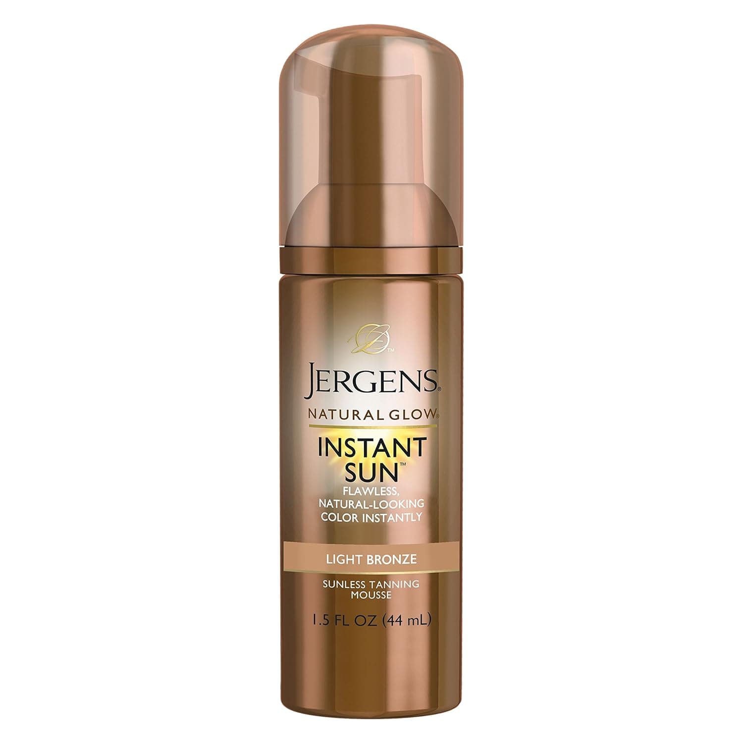 Jergens Natural Glow Instant Sun Sunless Tanning Mousse for Body, Light Bronze, 1.5 Fluid Ounce