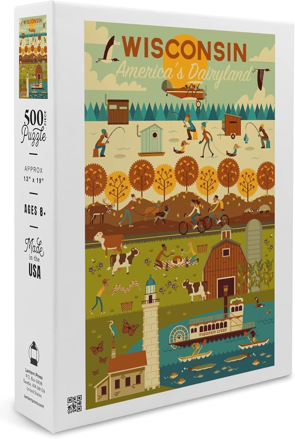 Wisconsin, Geometric (19x27 inches, Premium 500 Piece Jigsaw Puzzle for Adults and Family, Made in USA)