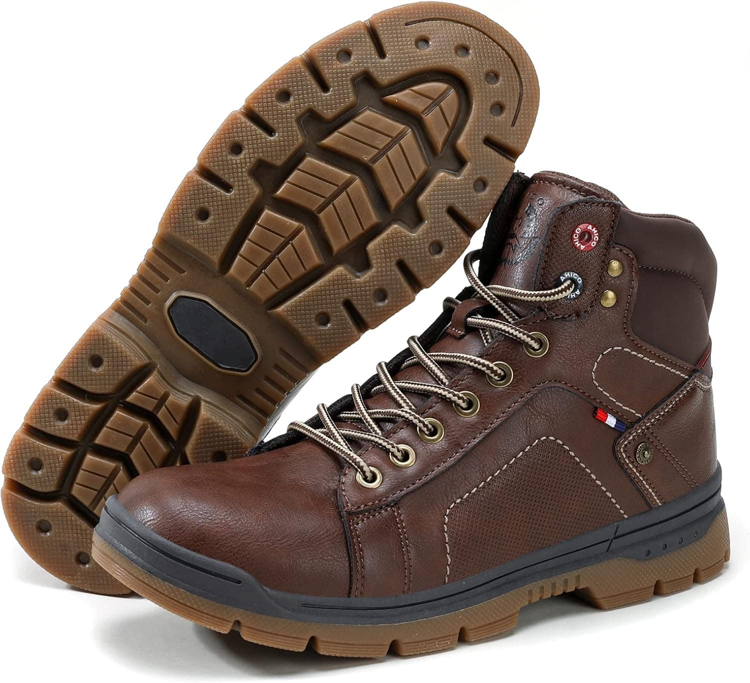 BONMOOD Men's Hiking Boots Outdoor Walking Shoes Mid Lightweight Non-Slip Work Trekking Boots