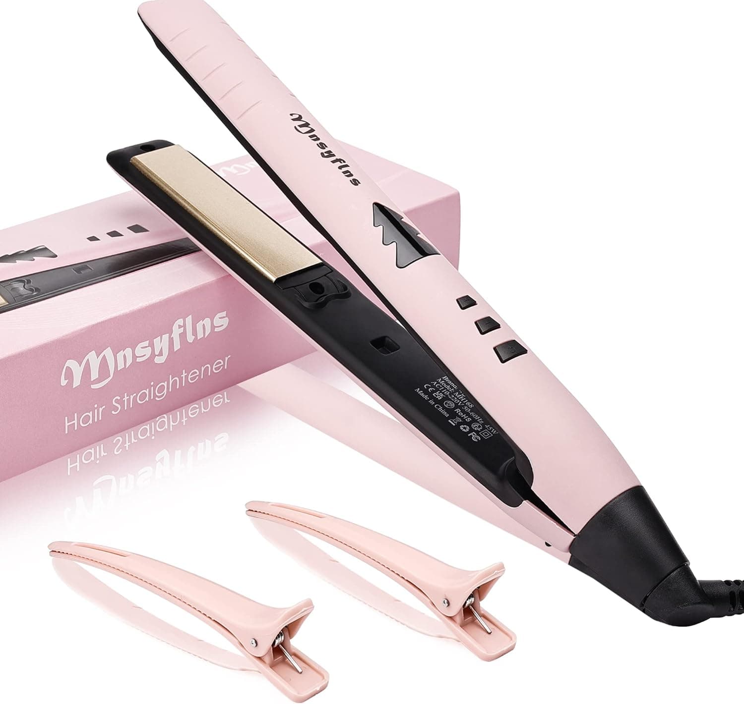 Hair Straightener,45W Hair Straightener Flat Iron, Straightener and Curling Iron for All Hairstyles, Fast Heating with LCD Display, Mini Flat Iron for Travel, Gift for Girls Women (Pink)