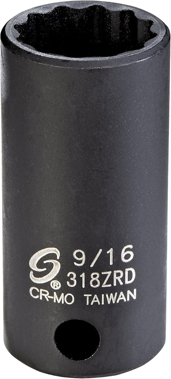Sunex 318ZRD 3/8-Inch Drive 9/16-Inch 12-Point Semi-Deep Impact Socket