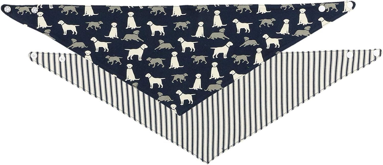 LazyOne Reversible Dog Bandana, Cute Accessories for Pets, Stripes (Medium/Large, Labs)