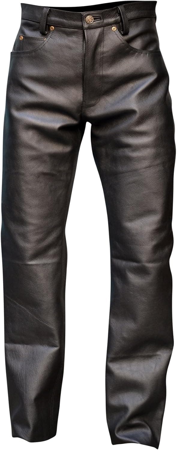 Mens Genuine Leather Pant 5 Pockets Jeans Style Button Fly Model (36 Inch Waist)