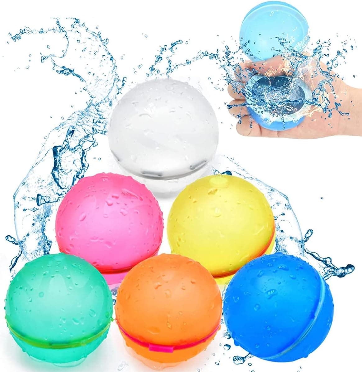 Upgraded Magnetic Reusable Water Balloons, Quick Fill and Self-Sealing Interesting Toy for Boys Girls and Kids Playing in Swimming Pool, Beach or Outdoor Enjoy Splash Fun (6 Packs)