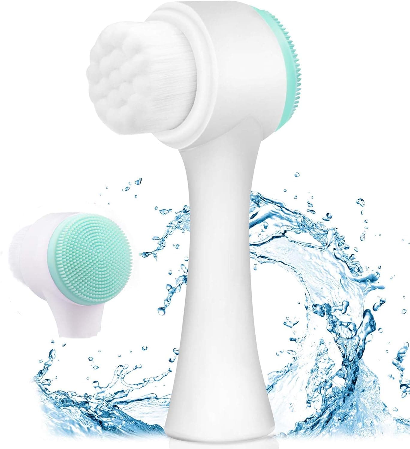 Facial Cleansing Brush, 2-in-1 Deep Cleansing Skin Keratin Silicone Manual Super Soft Massage for Face Care