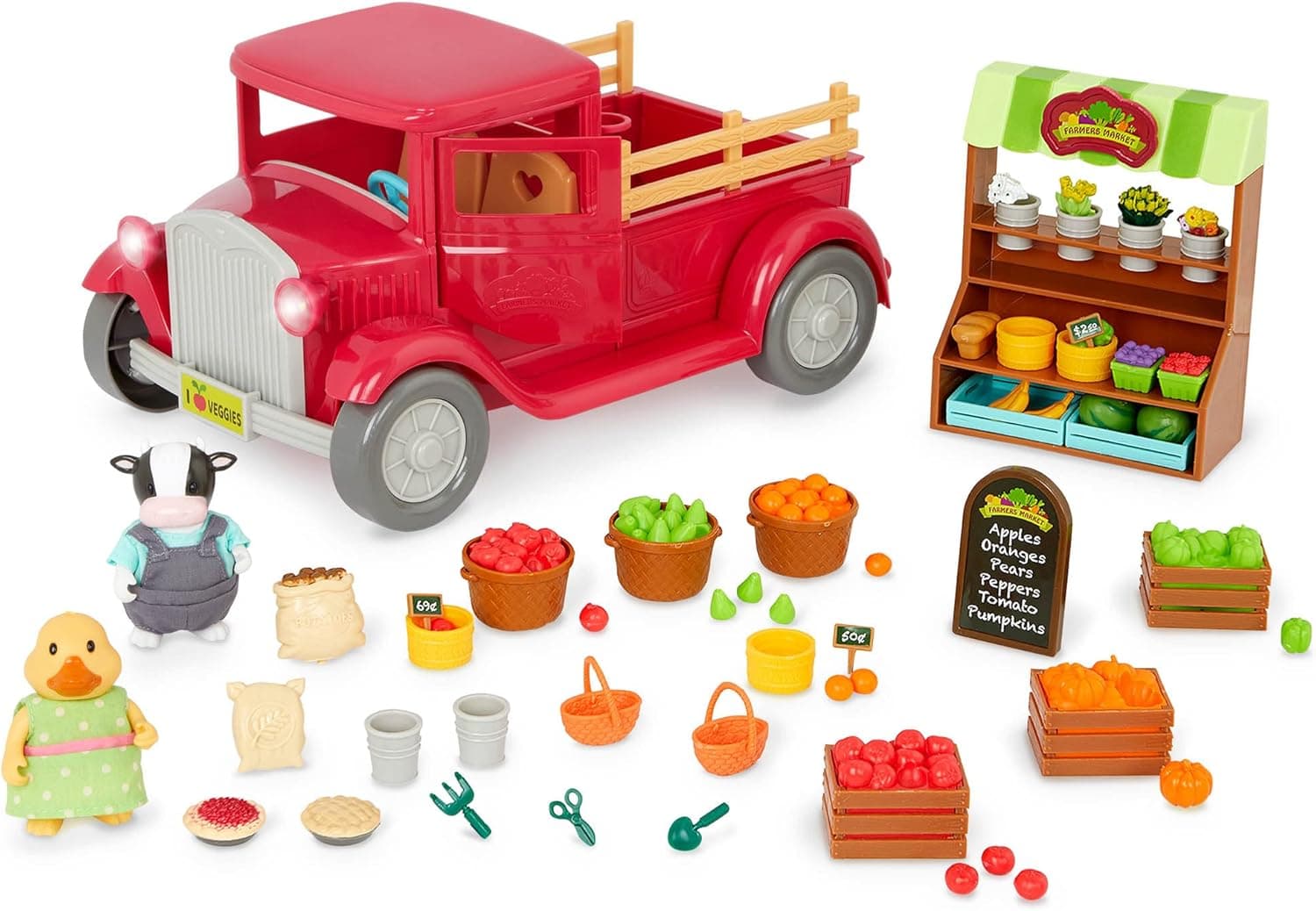Lil Woodzeez – Toy Pickup Truck – Farmer Stand Playset – Animal Figurines Included – Kids 3 Years +