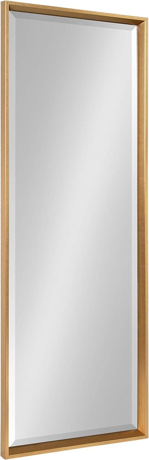 Kate and Laurel Calter Modern Framed Full Length Beveled Wall Mirror, 17.5x49.5 Gold
