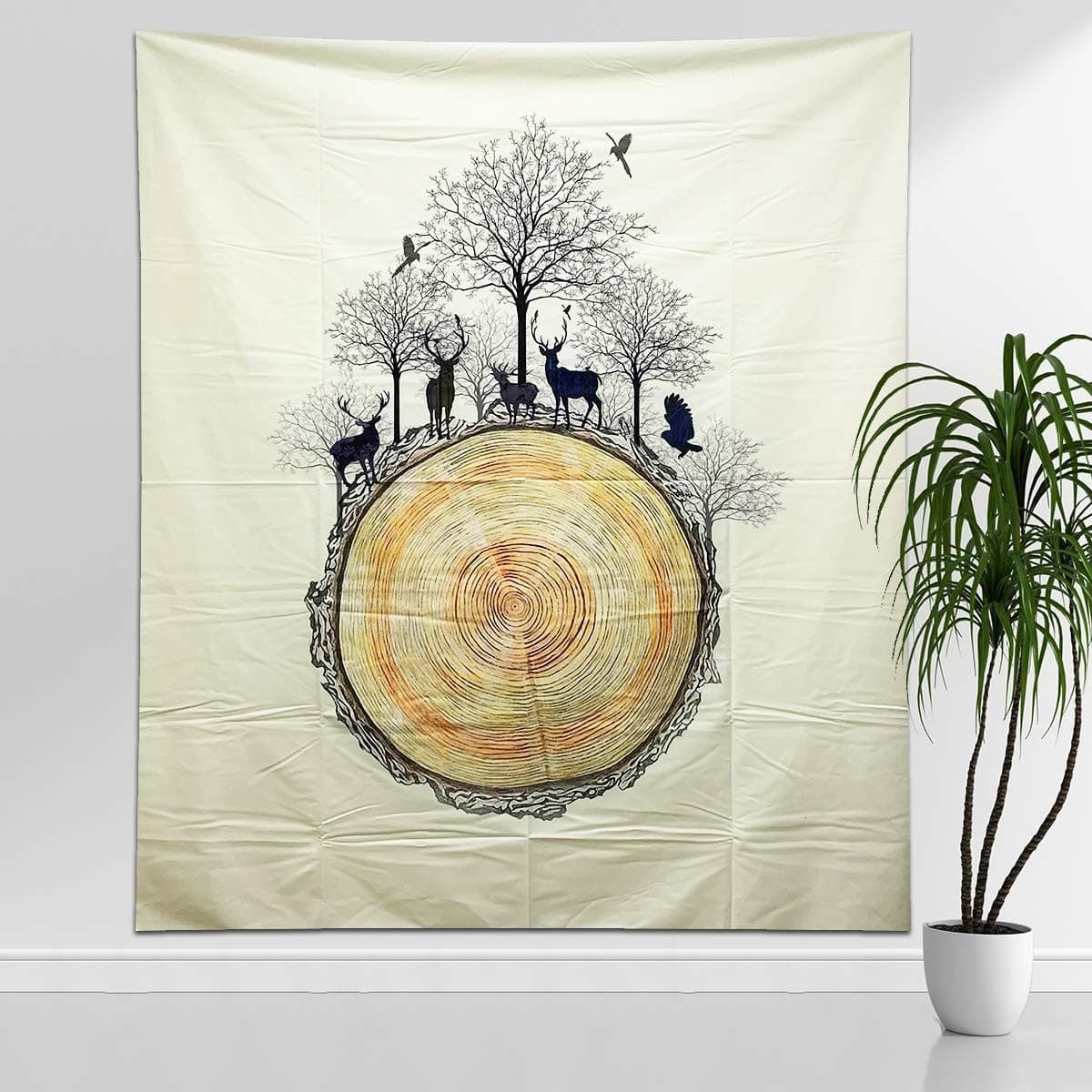 Tapestry Wall Hanging Decoration, Nature Trees Birds Elks Design Mystic Soft Fabric Wall Art for Home Bedroom Living Room Dorm Décor, (Deer_01)