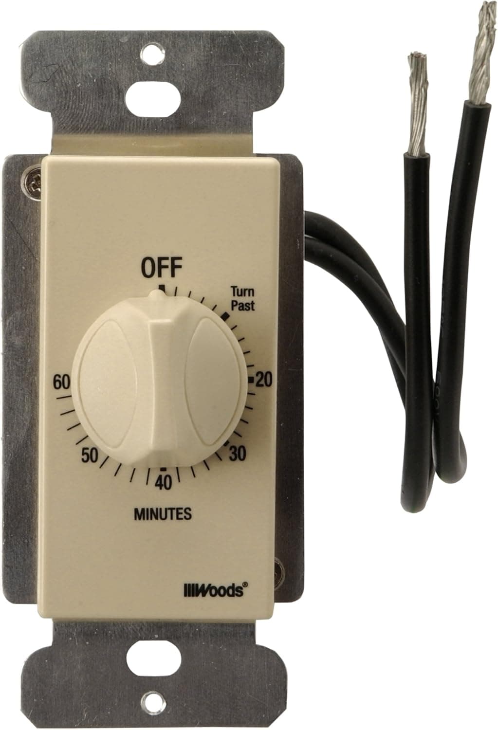 Woods 59729 Manual Wall Switch Timer, Ivory, 60-Minute