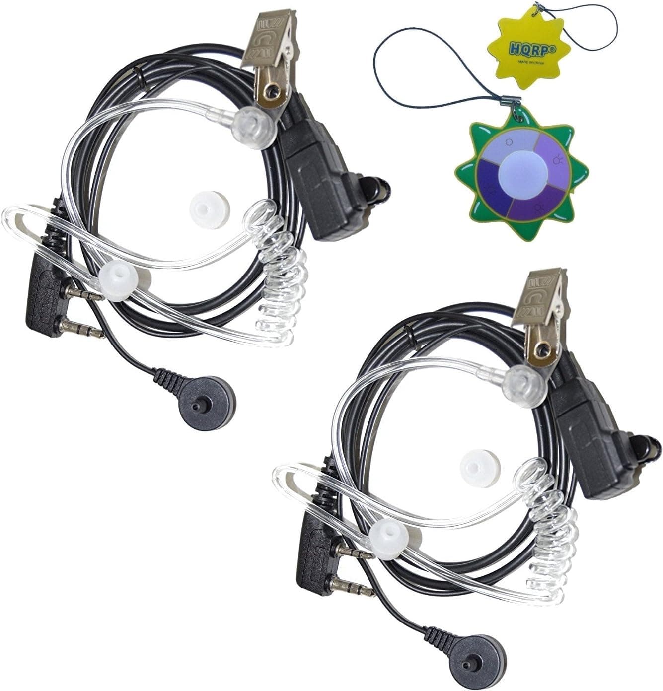 HQRP 2X 2 Pin Acoustic Tube Earpiece Headsets Mic Compatible with Kenwood TK-3360, TK-3400, TK-3402, TK-5220 Sun Meter
