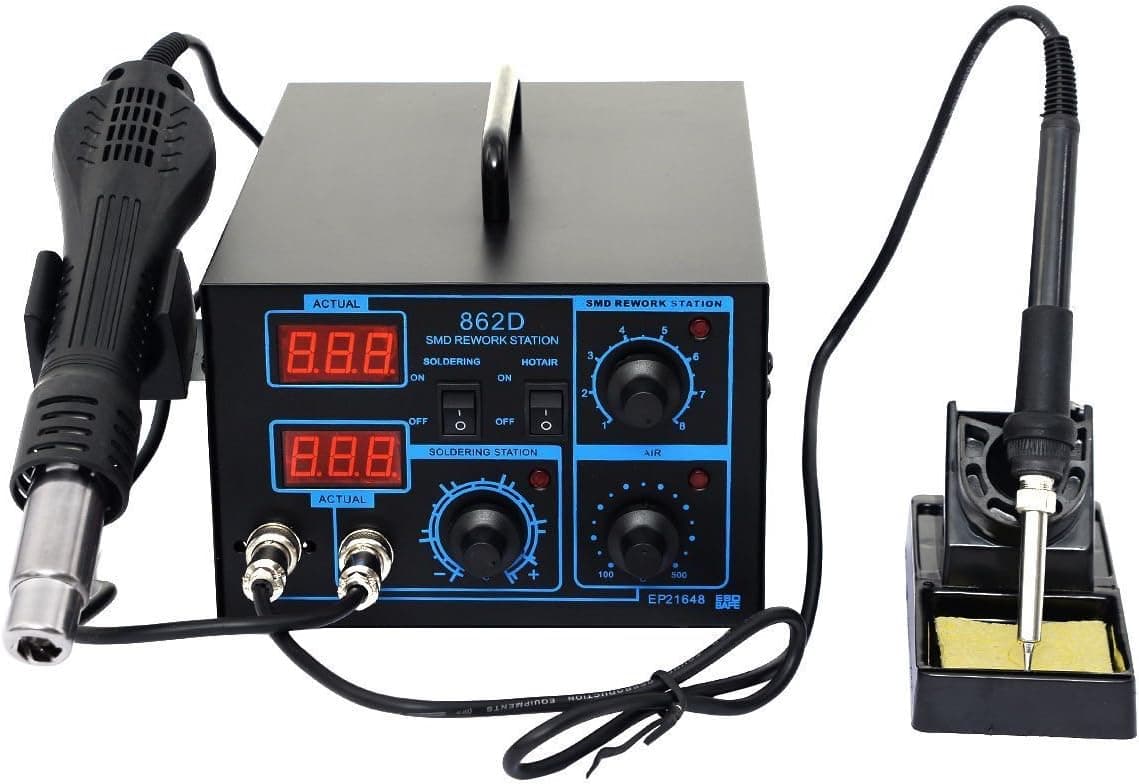Goplus® Pro 2In1 862D+ SMD Soldering Iron Hot Air Rework Station LED Display w/4 Nozzles