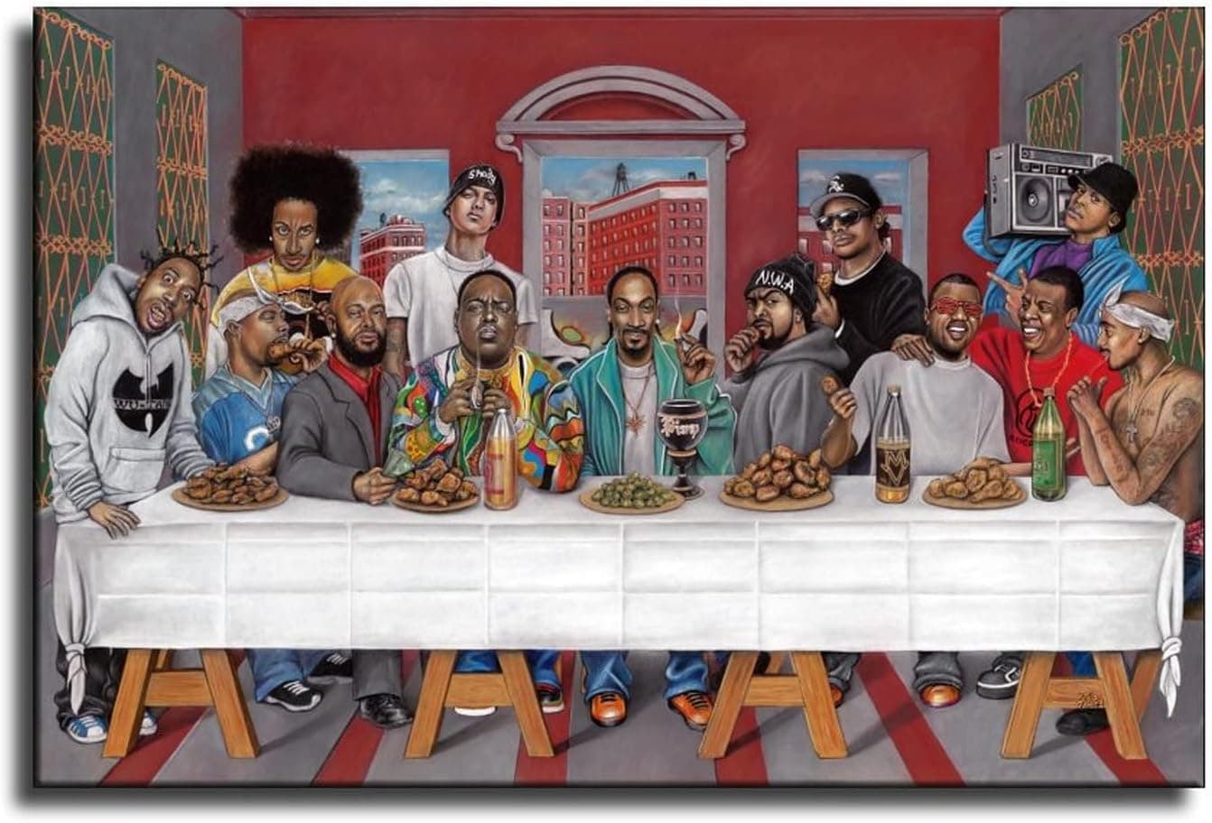 FIE Hip Hop Music Rapper Star Legend The Last Supper Poster Decorative Painting Canvas Wall Art Living Room Posters Bedroom Painting 08x12inch(20x30cm)
