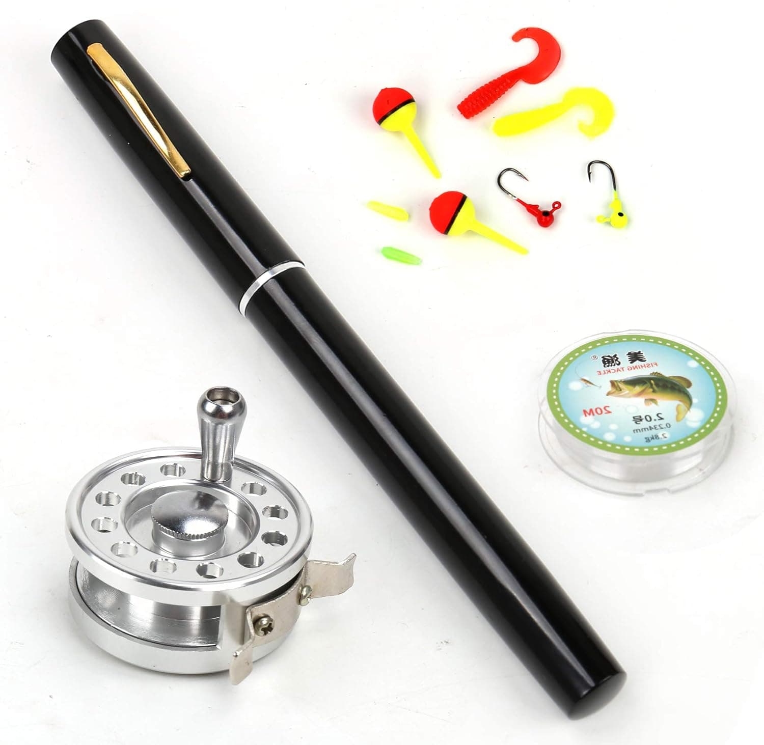 Outamateur Upgraded Pen Fishing Rod Reel Combo Set Mini Pocket Telescopic Fishing Pole Kit with Fishing Rod and Spinning Reel Combo Kit for Saltwater Freshwater Lightweight Portable