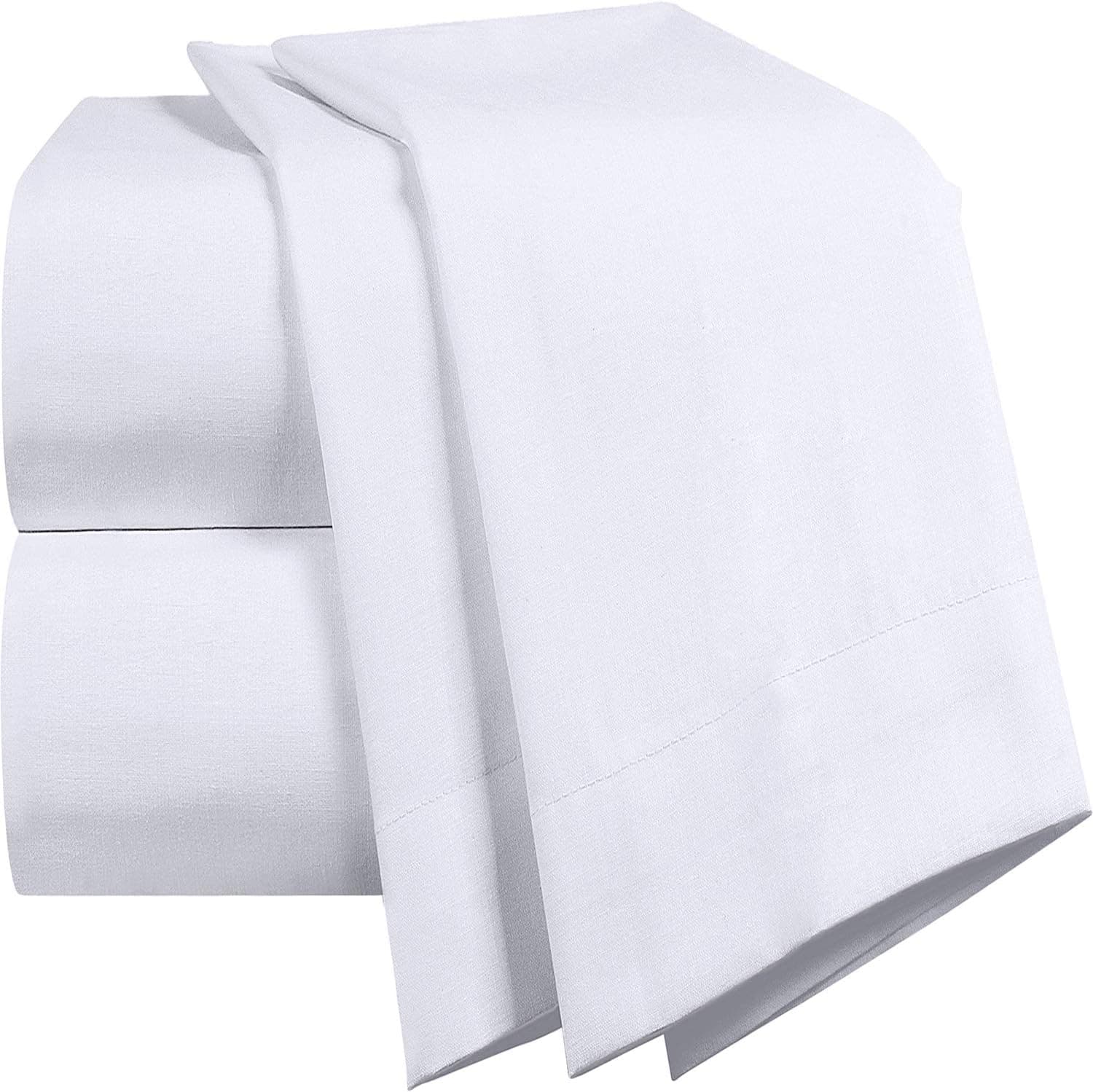 Utopia Bedding 4-Piece Cotton Bed Sheet Set - 1 Flat Sheet, 1 Fitted Sheet and 2 Pillowcases (Queen, White)