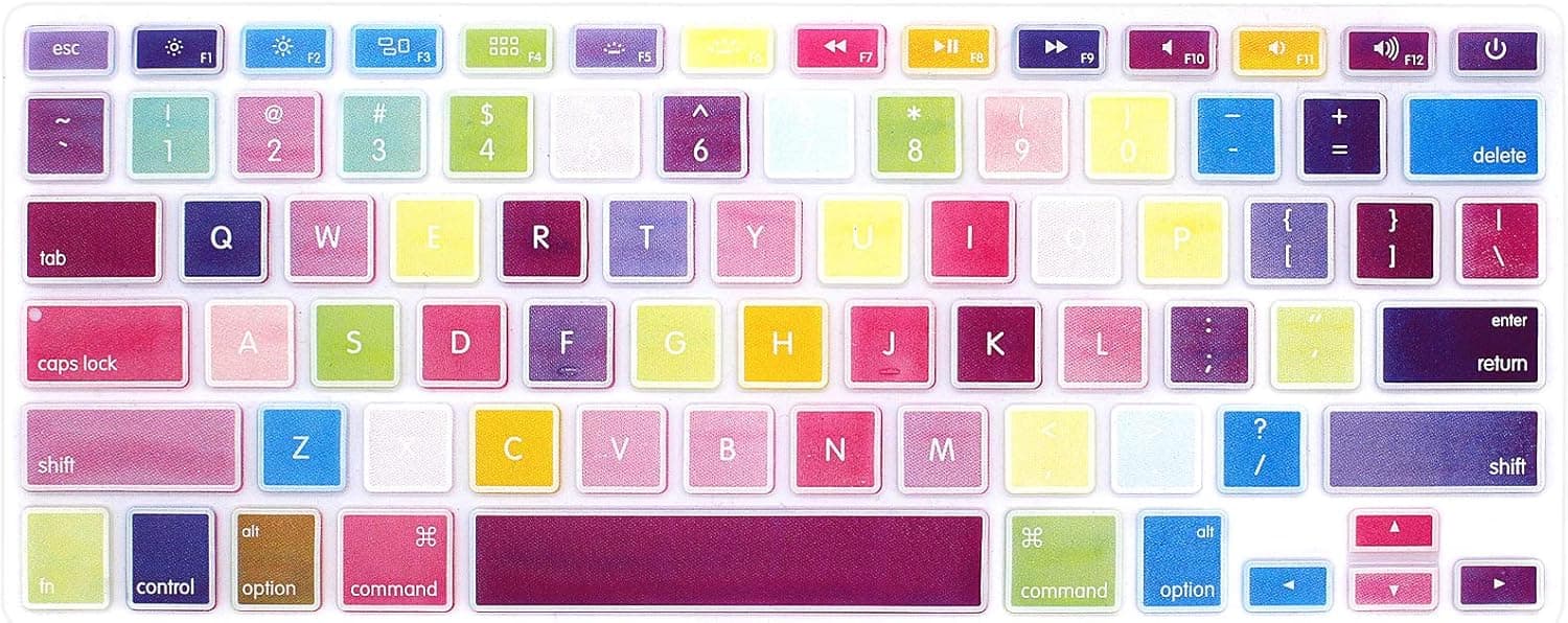 HRH Silicone Keyboard Cover Skin for MacBook Air 13,for MacBook Pro 13/15/17 (with or w/Out Retina Display, 2015 or Older Version)&for iMac Older USA Layout,Colorful Mix Rainbow