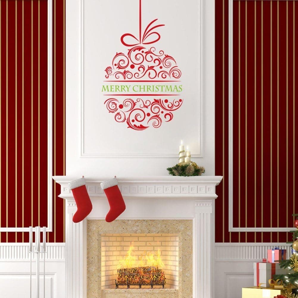Fund Removable Merry Christmas Ball Christmas Wall Art Vinyl Mural Wall Decals