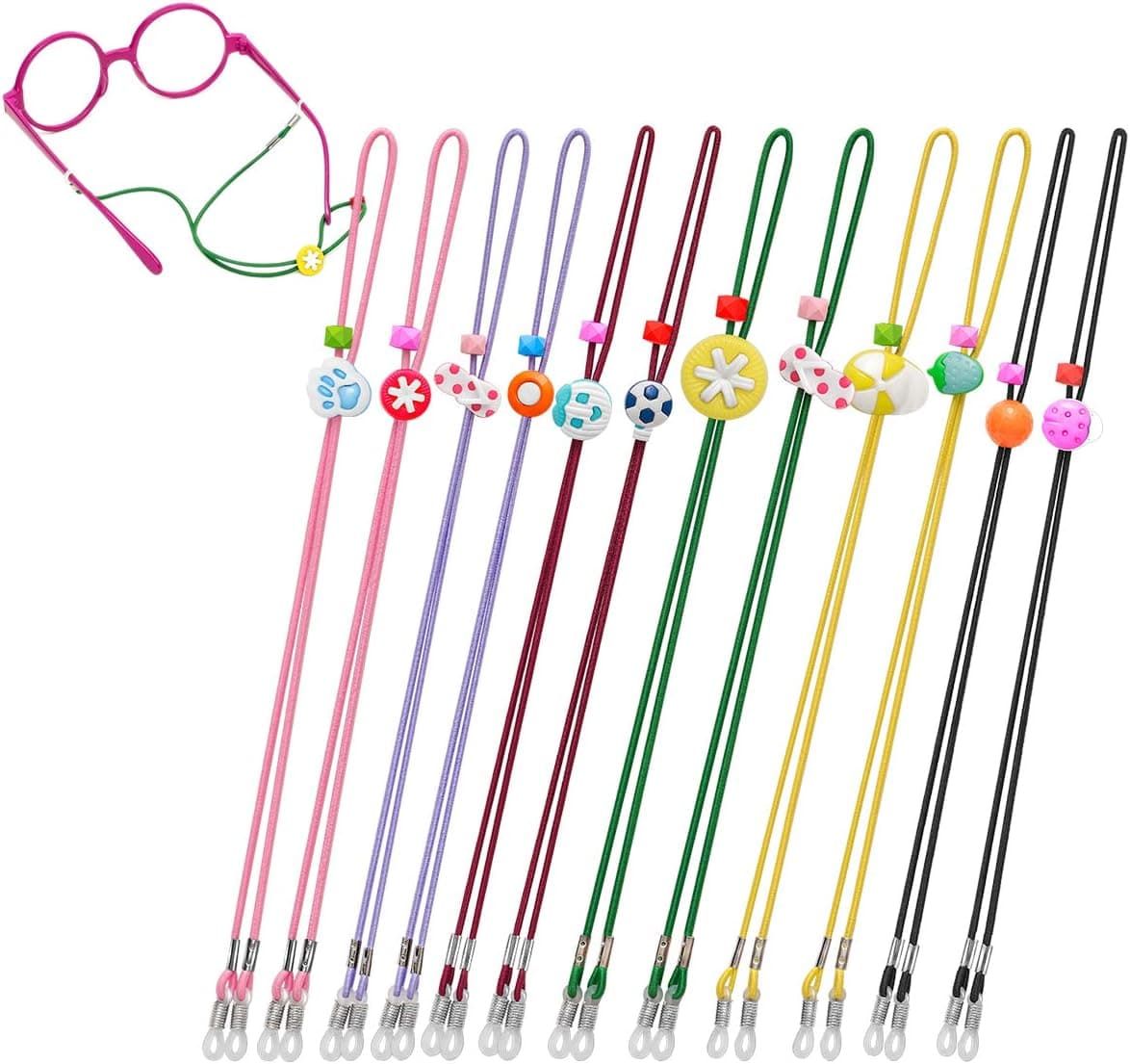 Kids Glasses Strap (Pack of 12) Eyeglasses Straps for Girls, Glasses Holder/Glasses Lanyard for Kids