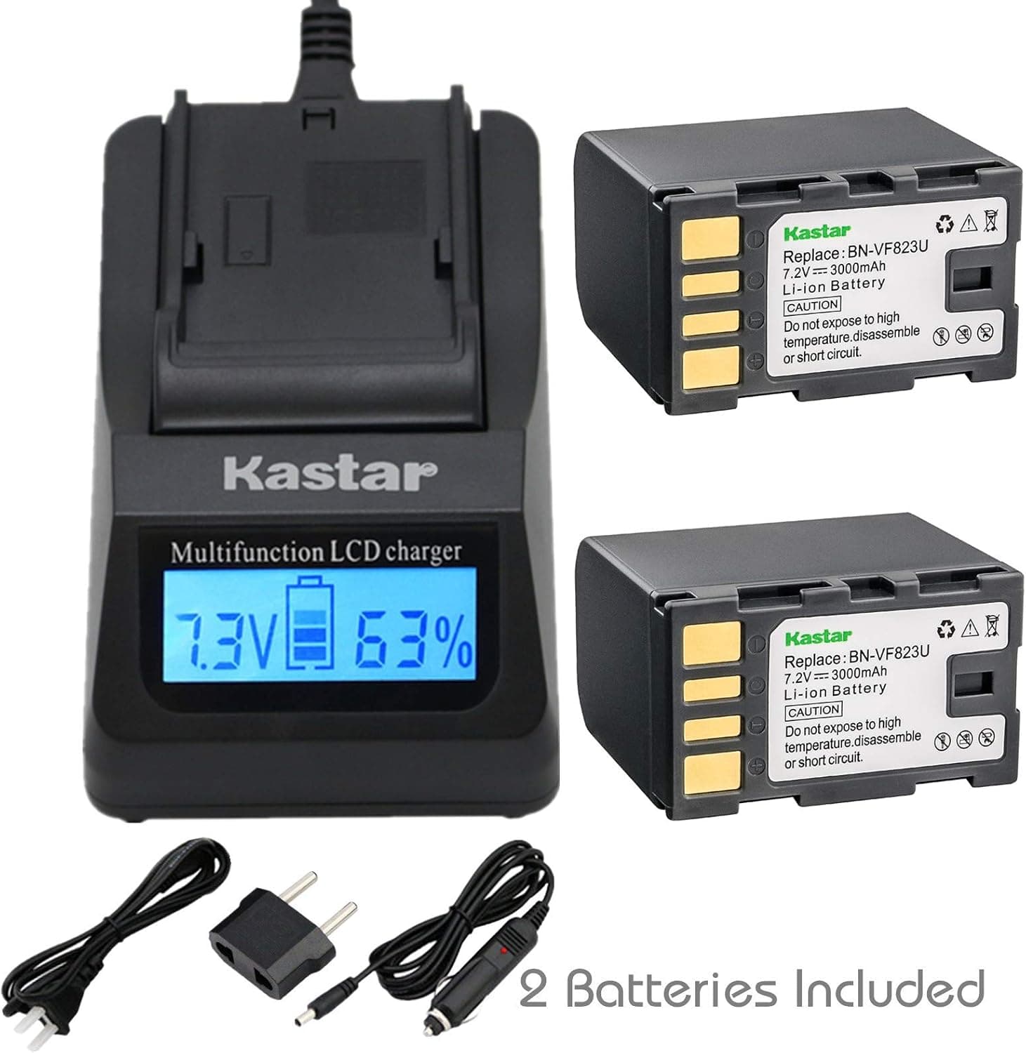 Kastar Fast Charger and Battery (2-Pack) for BN-VF823 BN-VF823U and GZ-MG157