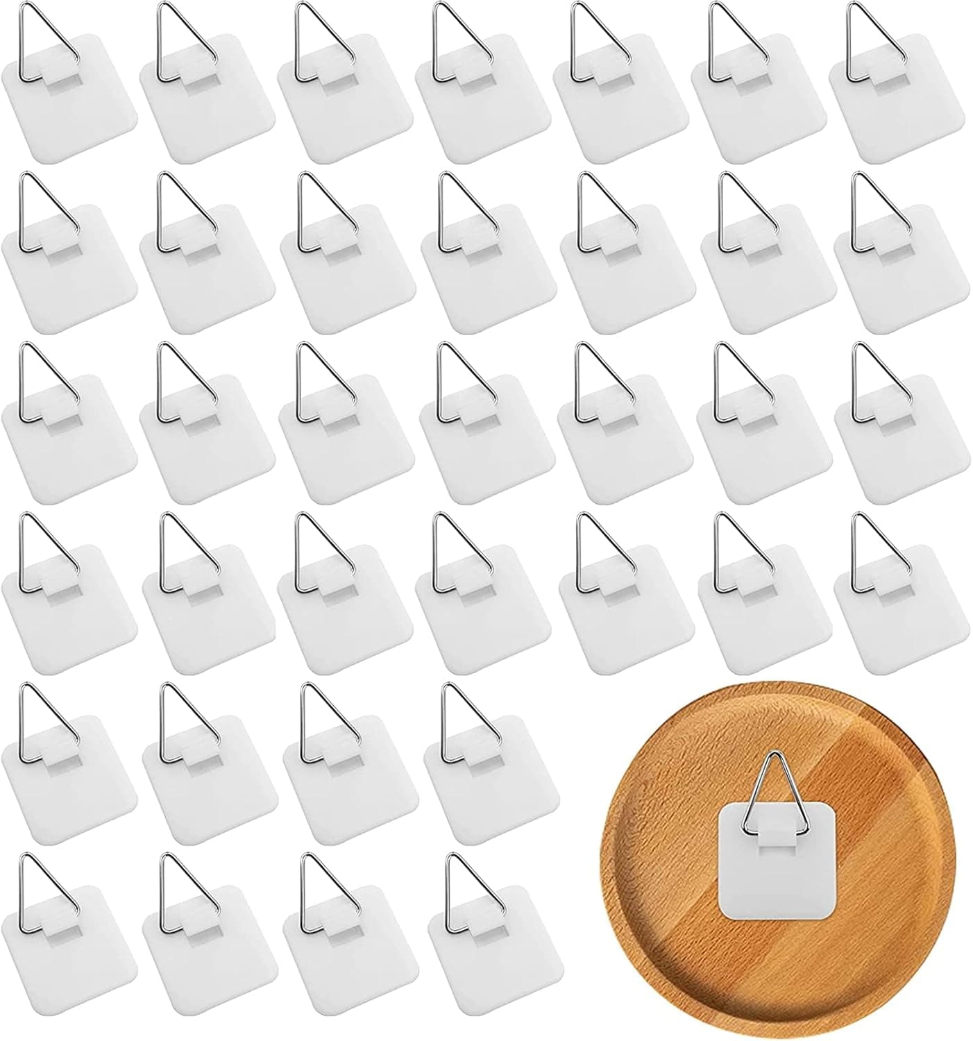 40Pcs Picture Hangers Without Nails, Clear Plastic Hanging Hook, Invisible Adhesive Plate Hanger Set, Plate Holders Invisible Rubber Plate Hanger for Plate Photo Wall Art Decoration Products
