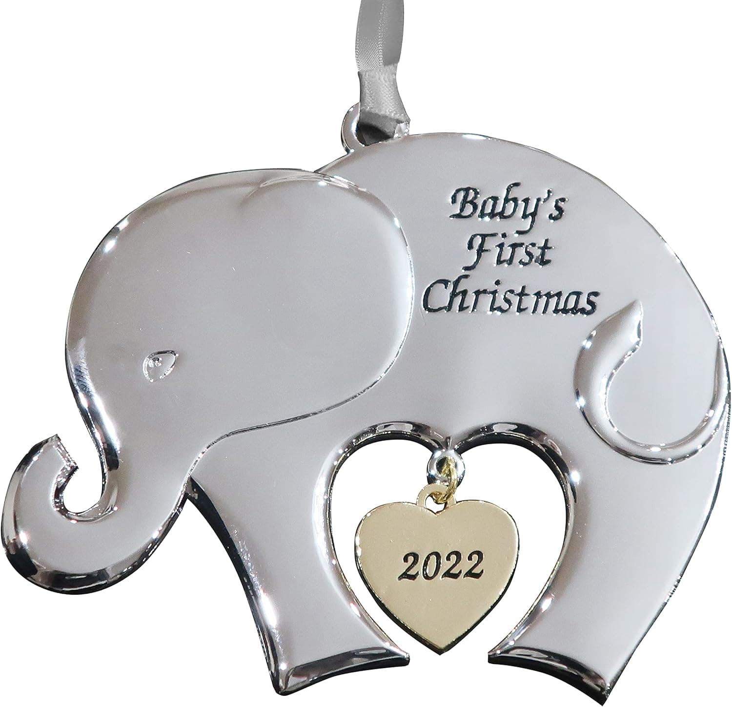 Holiday Jingle My First Christmas Ornament - 2022 Babies First Christmas Ornament 2022 - Elephant Babys Christmas Ornament with Gold Charm -1st Christmas Baby Ornament 2022