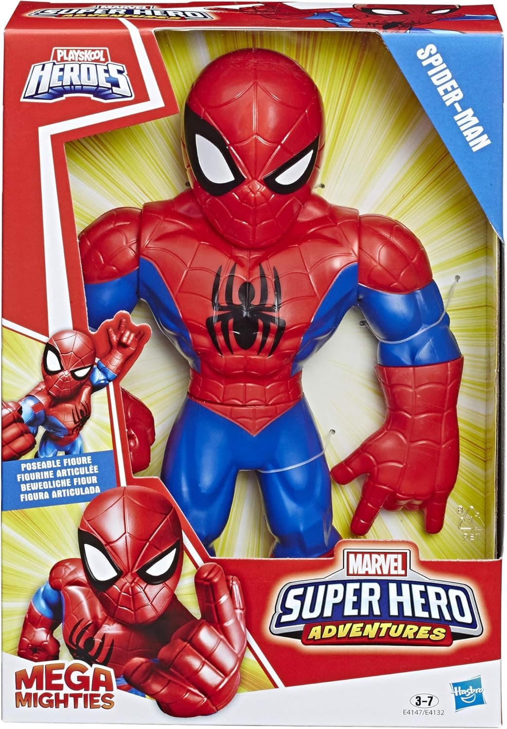 Playskool Heroes Marvel Super Hero Adventures Mega Mighties Spider-Man Collectible 10 Inch Action Figure, Toys for Kids Ages 3 and Up