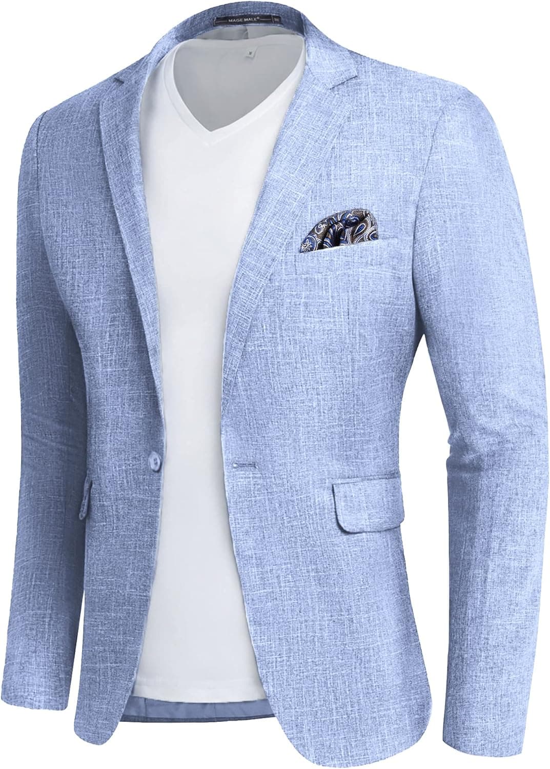 MAGE MALE Men's Slim Fit Blazer Jackets Suit One Button Lightweight Sport Coats Casual Blazer