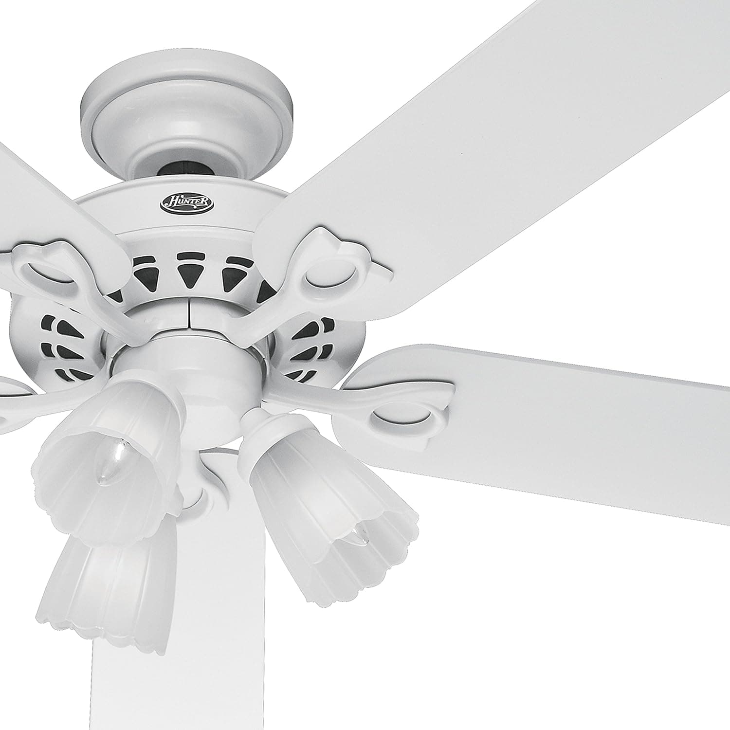 52" White Finish Ceiling Fan with White Swirl Glass Light Kit & Remote Control