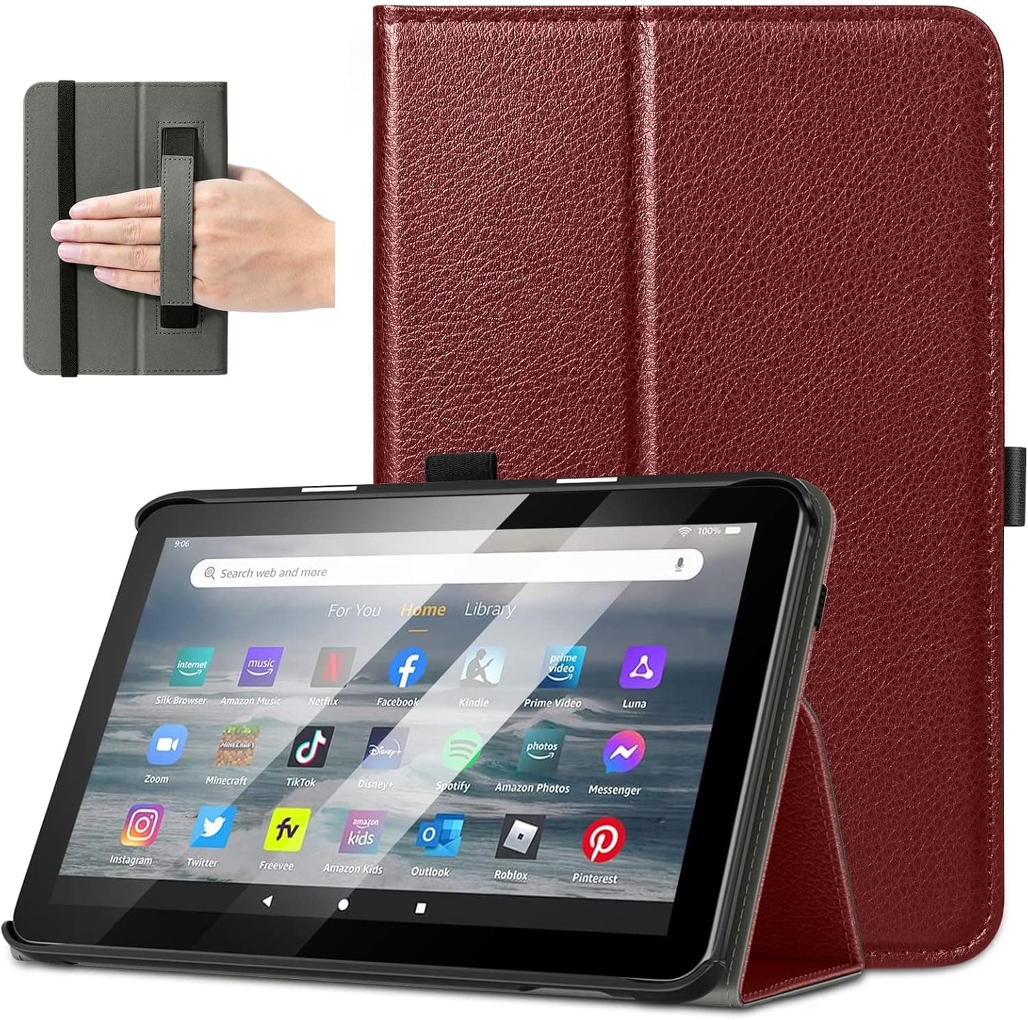 DTTO for All-New Amazon Fire 7 Tablet Case (Only Compatible with 12th Generation, 2022 Release), Wine Red