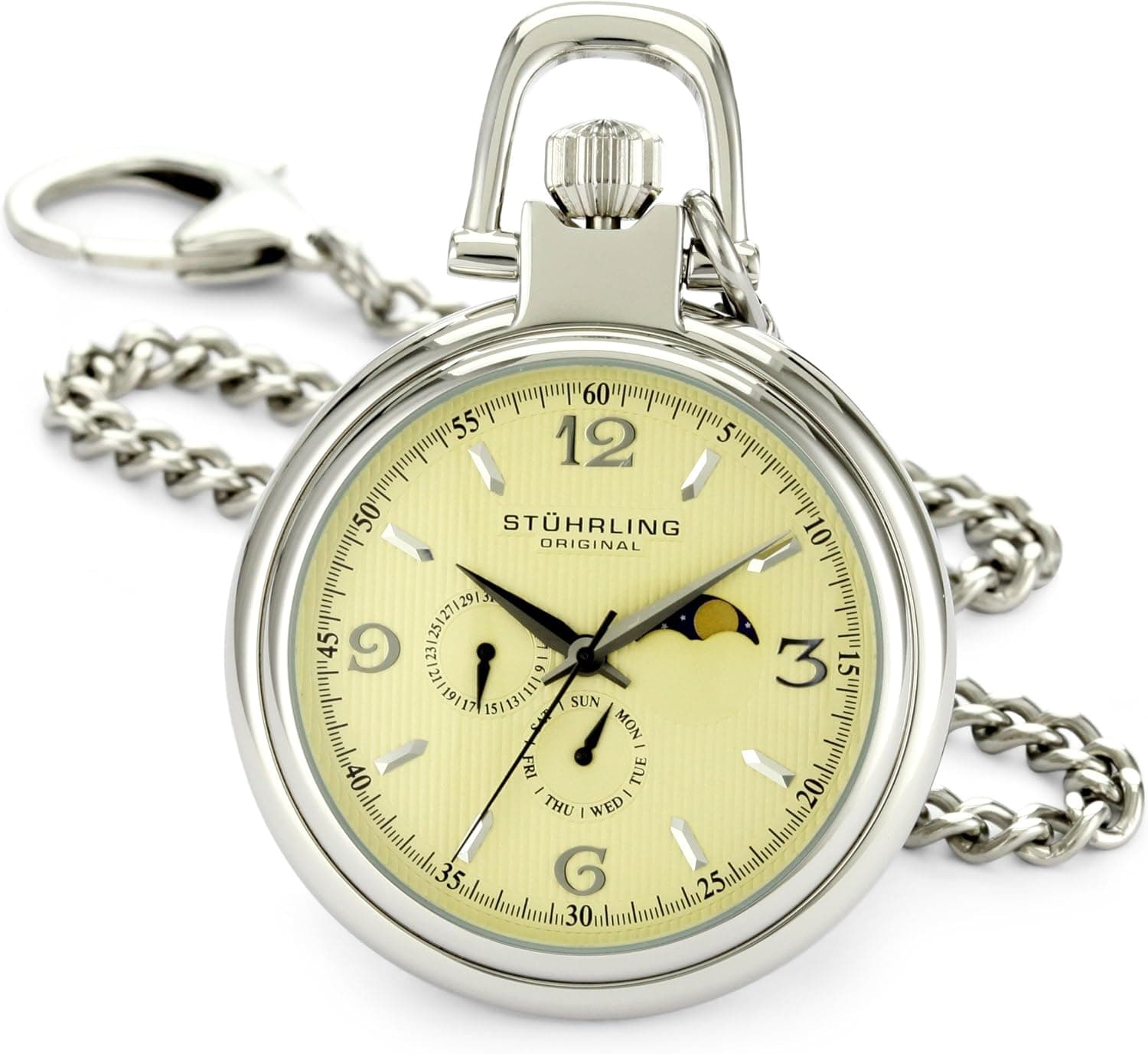 Stuhrling Original Men's 142A.PK15 Lifestyle Monarch Moon Quartz Day, Date and Moon Phase Watch