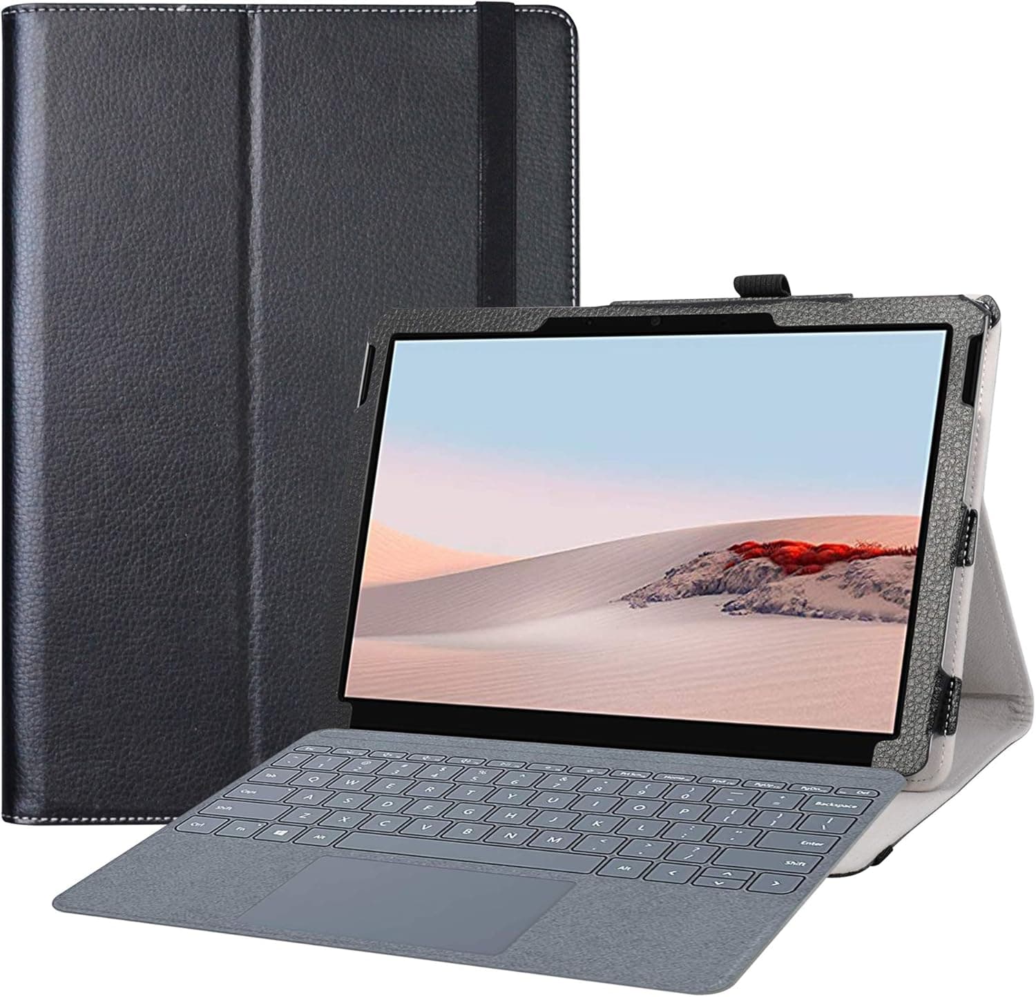 Bige for Microsoft Surface Go 3 Case,PU Leather Folio 2-Folding Stand Cover Case for 10.5 Inch Surface Go 3 2021 /Surface G0 2 2020/10 Inch Surface Go 2018 Tablet,Black