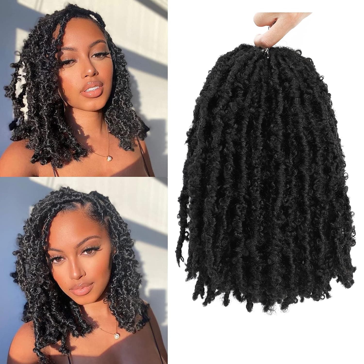 Col Bling Butterfly Locs Crochet Hair 12 Inch 8 Packs, Soft Butterfly Locs Distressed Faux Locs Crochet Hair Pre Looped Crochet Hair (12Inch 8Packs, 1B)