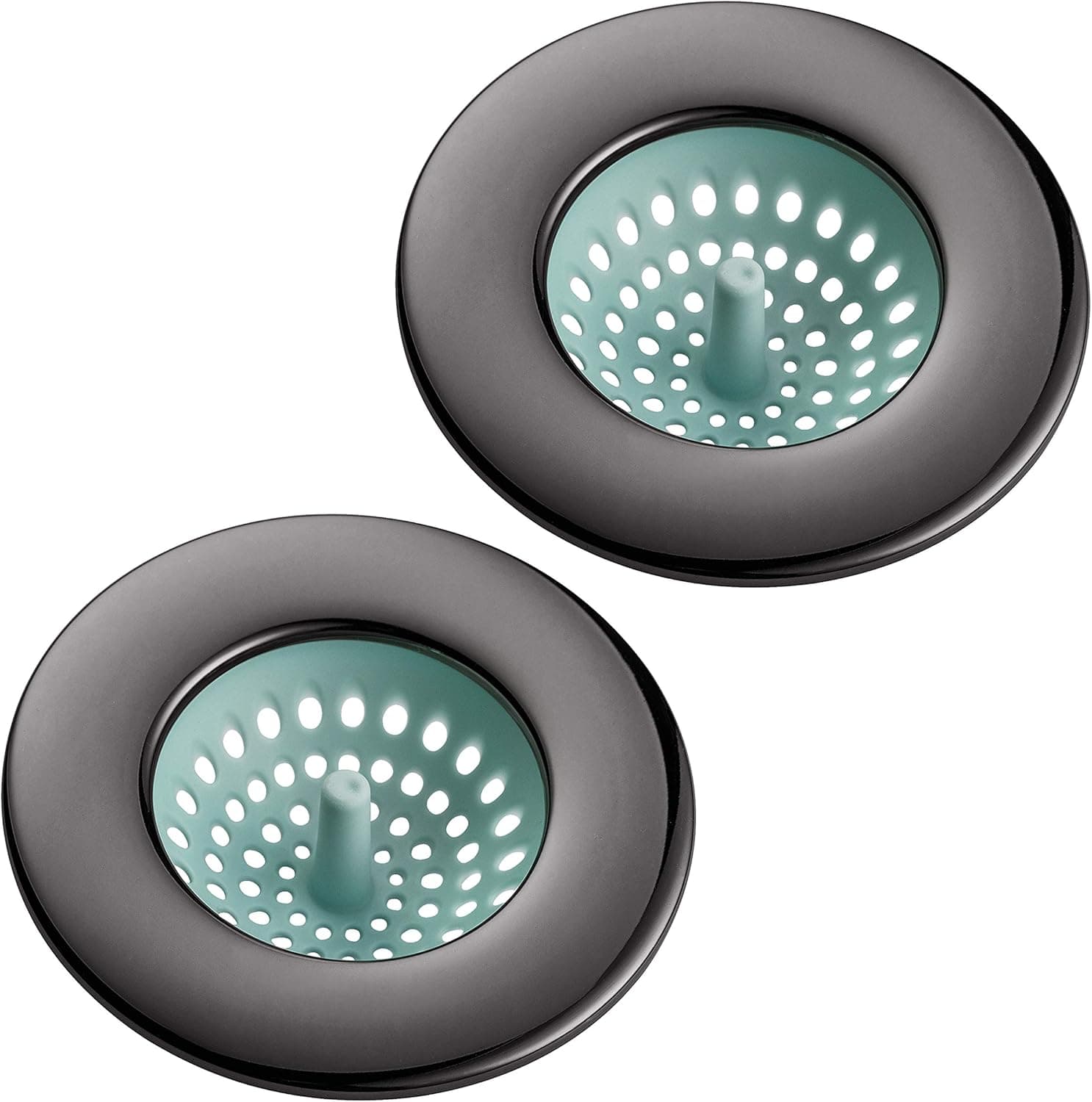 Country Kitchen Set of 2 Sink Strainers- Flexible Silicone Kitchen Sink Drainers, Traps Food Debris and Prevents Clogs, Large Wide 4.5’ Diameter Rim – Mint and Gun Metal (Mint)