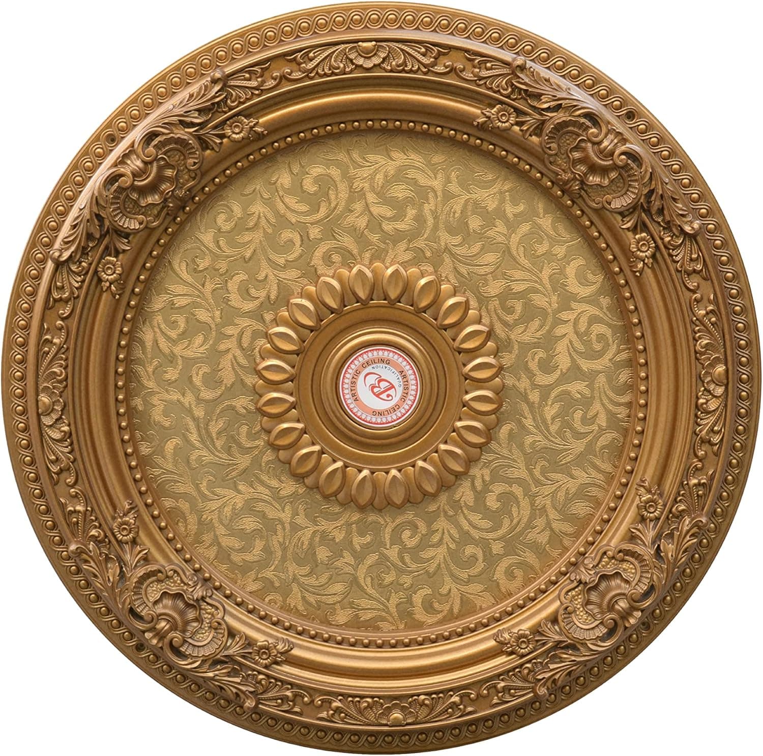 AFD Home Golden Leaf Chandelier Ceiling Medallion and Fan Medallion, 24 Inches