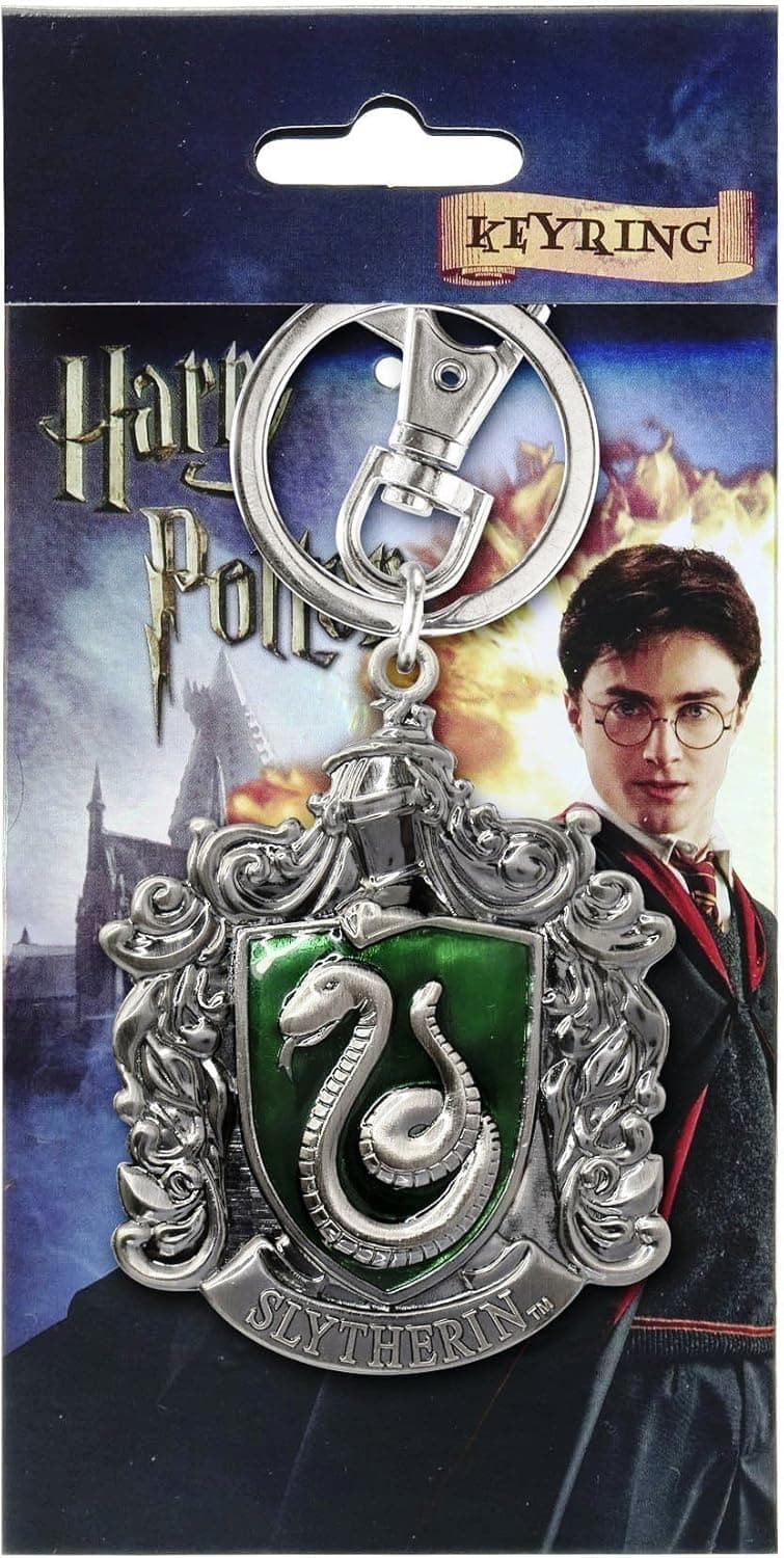 HARRY POTTER Slytherin School Crest Pewter Keychain