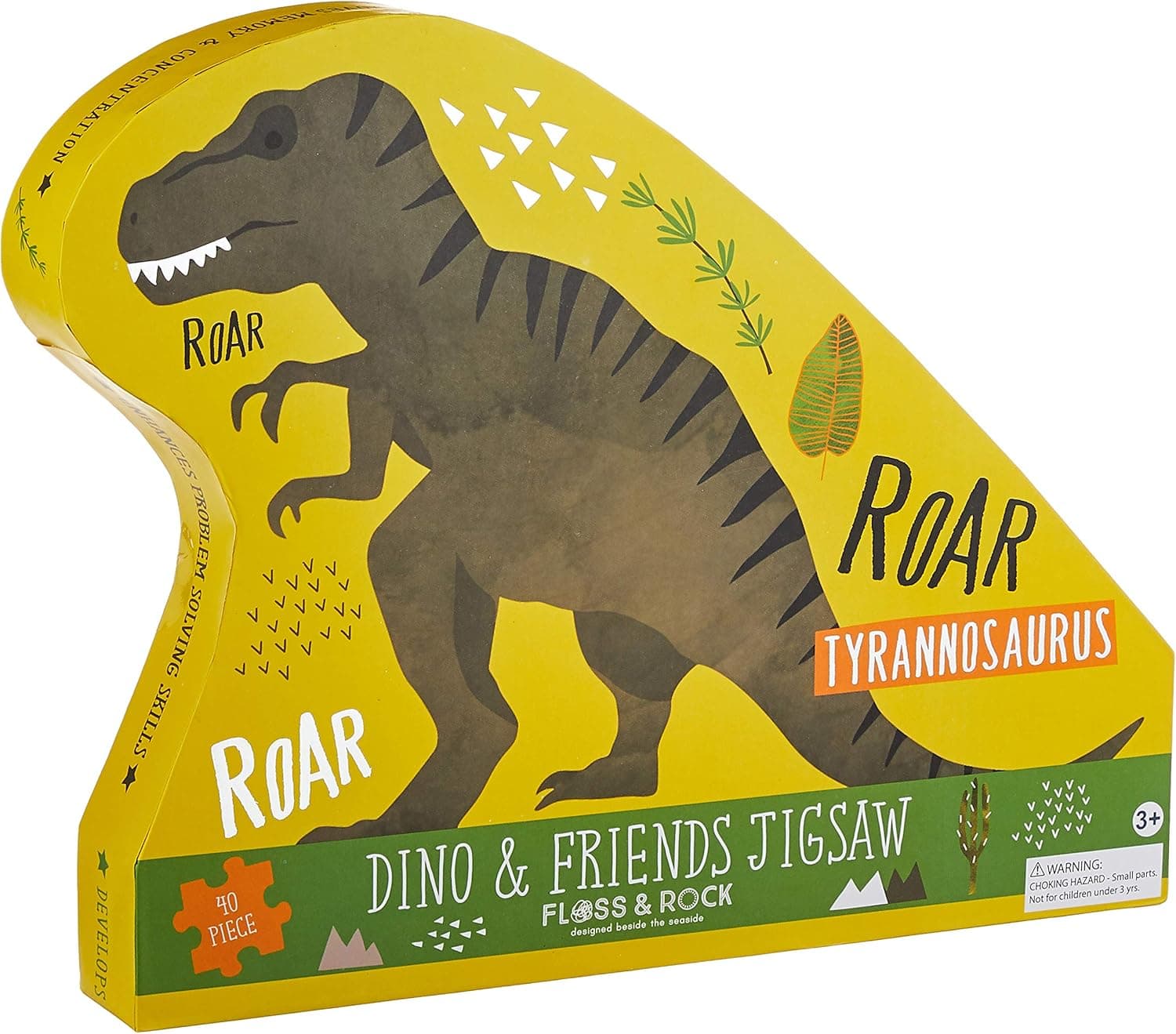Floss and Rock Dinosaur 40 pc Jigsaw with Shaped Box Puzzles for Ages 3 to 7