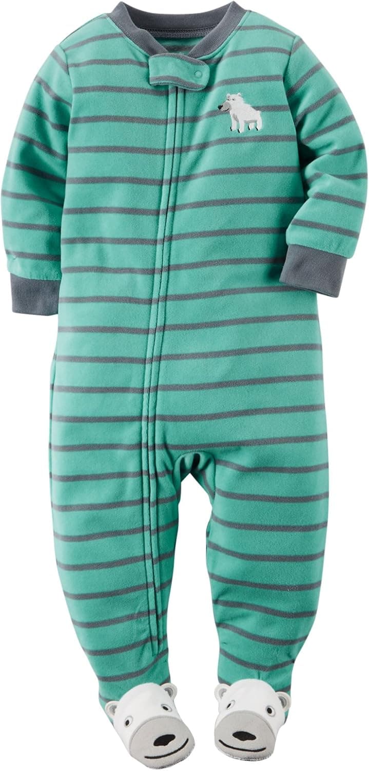 Carter's Baby Boys' 1-Piece Fleece Footed Pajamas (12 Months, Polar Bear)