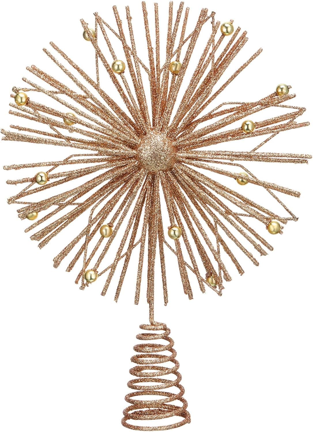 Gold Glittered Wire Star Christmas Tree Topper for Christmas Ornaments and Holiday Seasonal Decoration