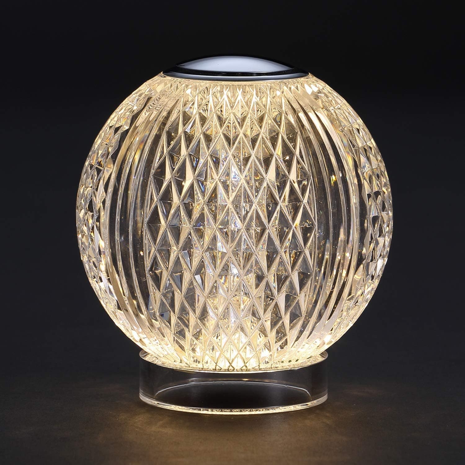 Kinglong Glass Ball Table Lamp, Crystal Ball Night Light with Led Bulb, PVC Base Stand and Glass Cover Bedside Lamp for Bedroom Living Room Office Reading Decoration(Small Button)