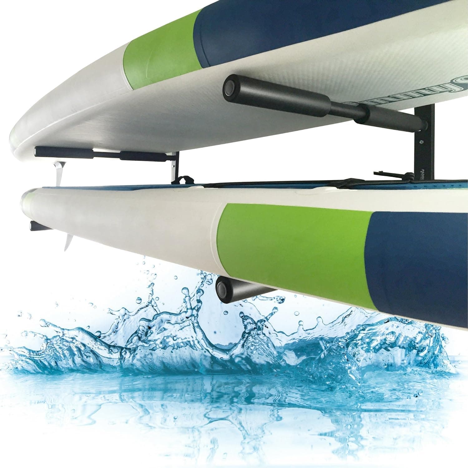 Paddle Board Accessories Wall Racks - Best Storage On Overhead Garage Ceiling Indoor Or Outdoor (Black - Double Rack, 1 Set)