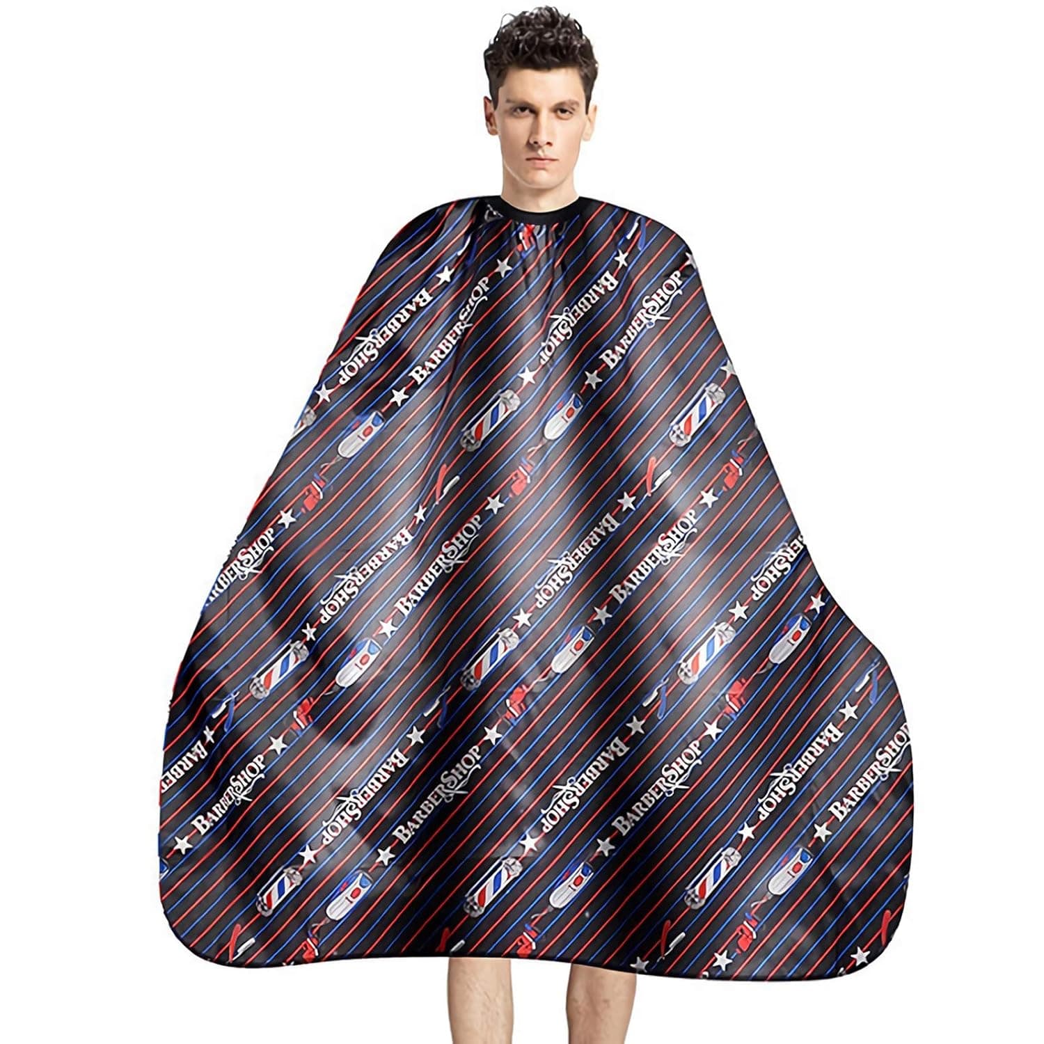Eakroo Waterproof Professional Barber Cape, Hair Styling Cape Salon Cape with Adjustable N Snap Closure for Hair Cutting, 63x55 Inches (Black)