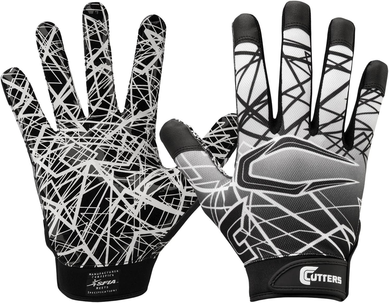 CUTTERS Game Day No Slip Football Gloves, Youth and Adult Sizes, Receiver Glove with High Tack Silicone Grip, Superior Support and Protection for All Ages, Guantes de Football, 1 Pair