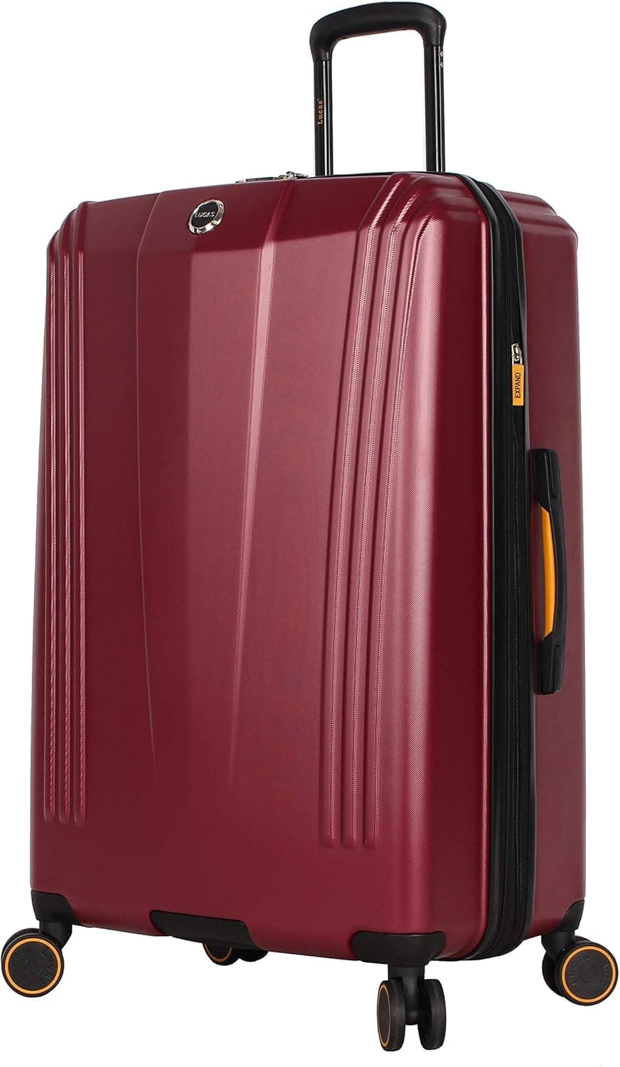 Lucas Luggage Hard Case 27" Expandable Suitcase With Spinner Wheels (27in, Como Burgundy)