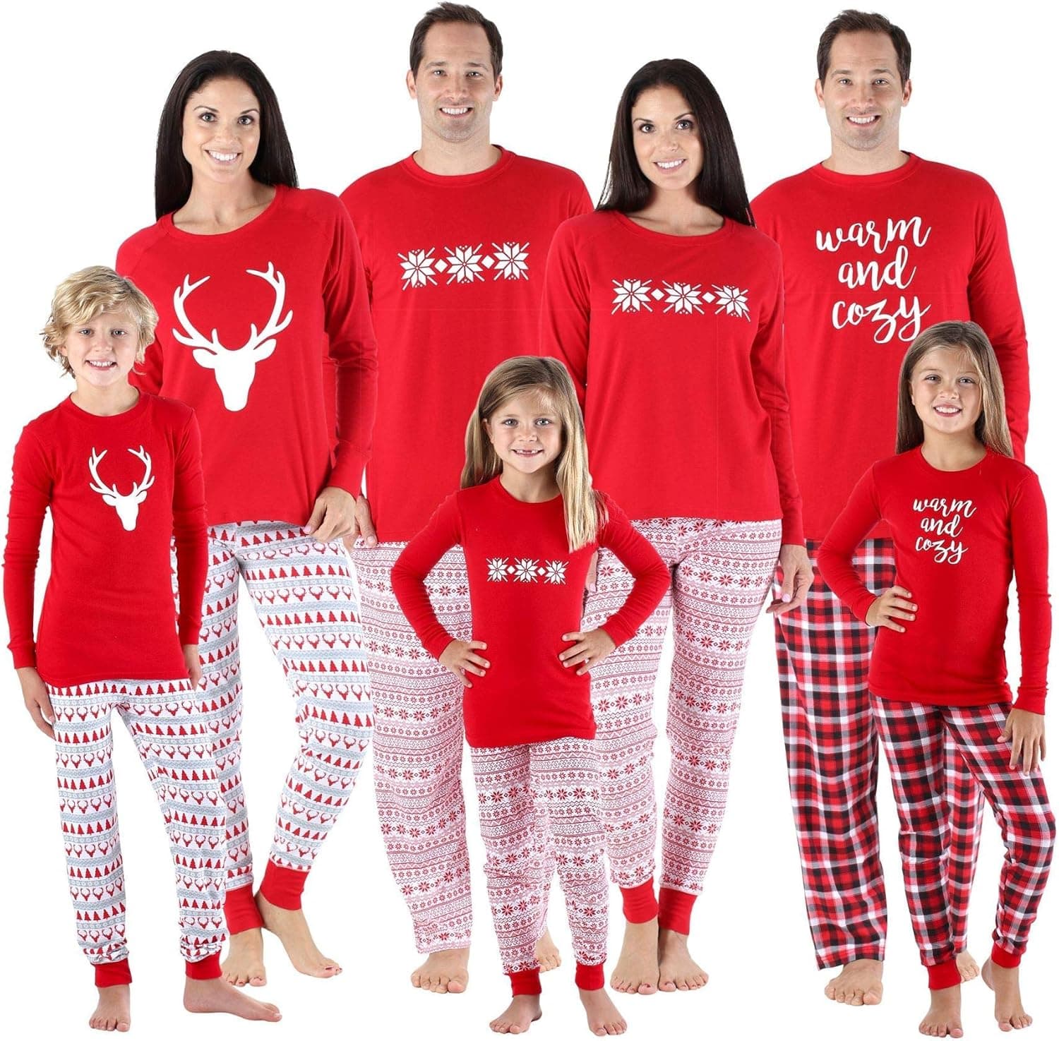 SleepytimePJs Christmas Family Matching Mix and Match Red Holiday Pajama PJ Sets (STM-3037-K-3105-4)