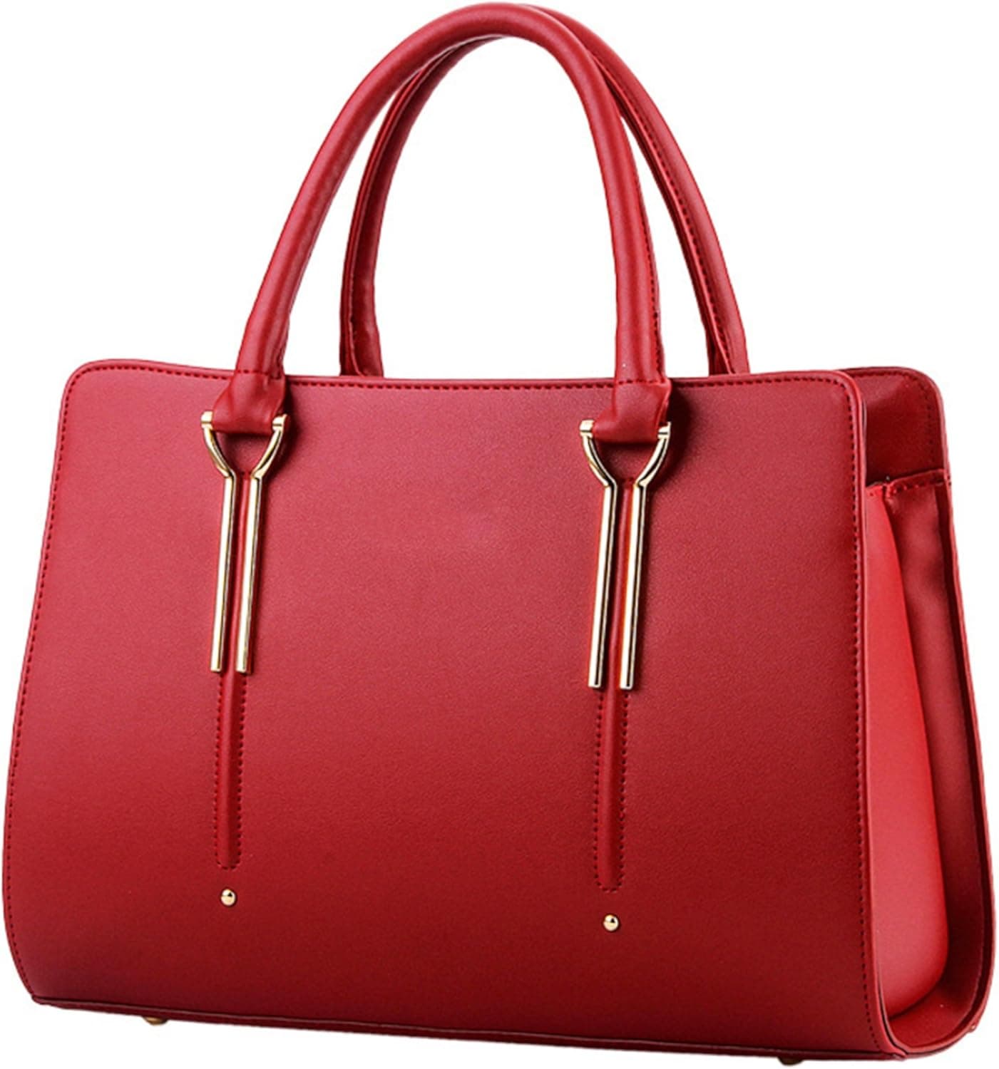 Micom 2017 Summer Womens Pure Color Pu Leather Boutique Tote Bags Top Handle Handbag (Wine Red)