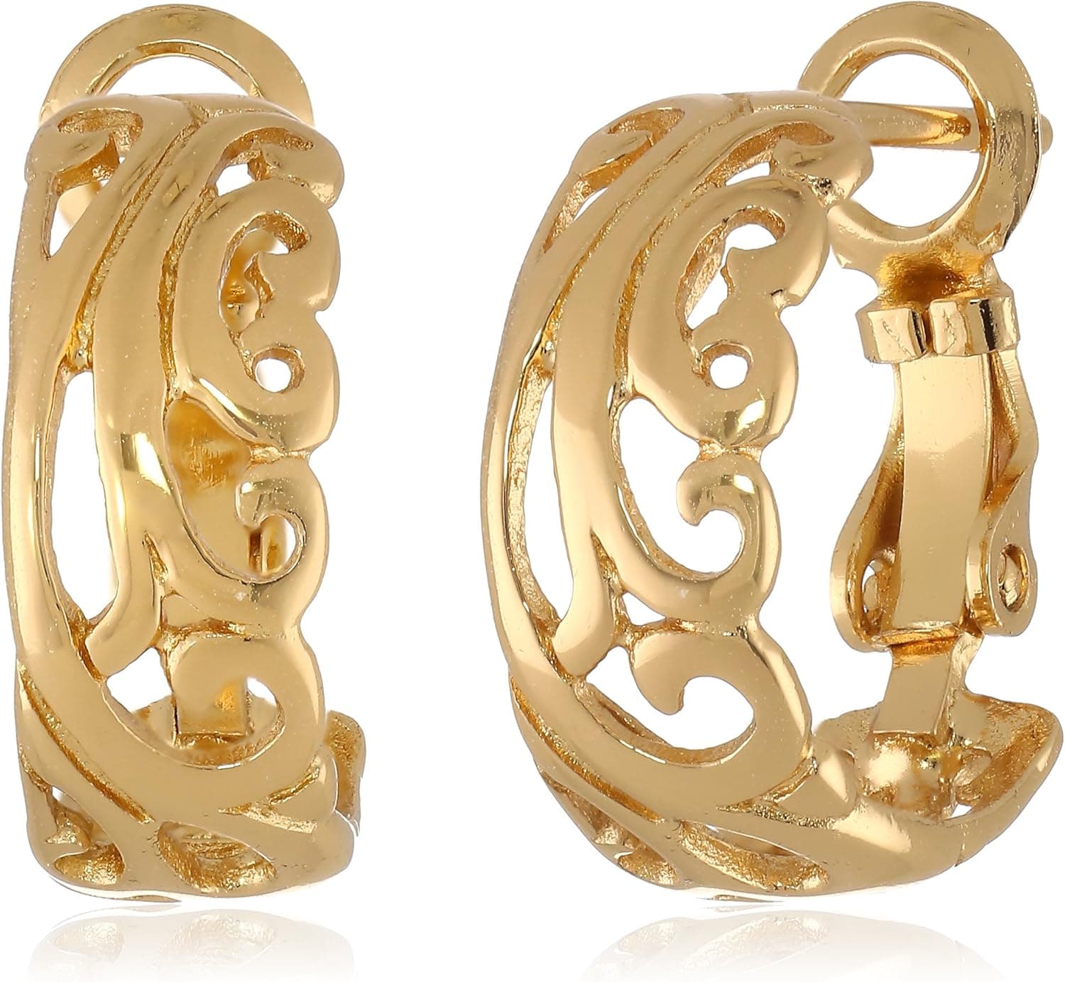 Amazon Collection Gold Plated Sterling Silver Clutchless Filigree Earrings
