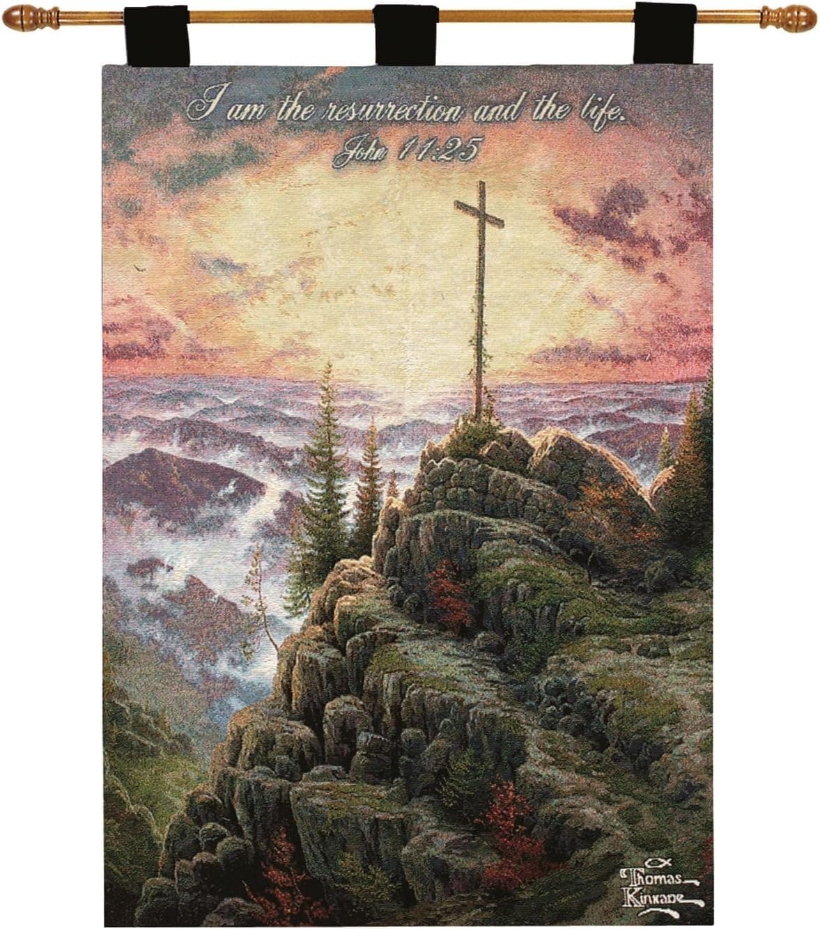 Manual Inspirational Collection 26 X 36-Inch Wall Hanging and Finial Rod, Sunrise with Verse by Thomas Kinkade