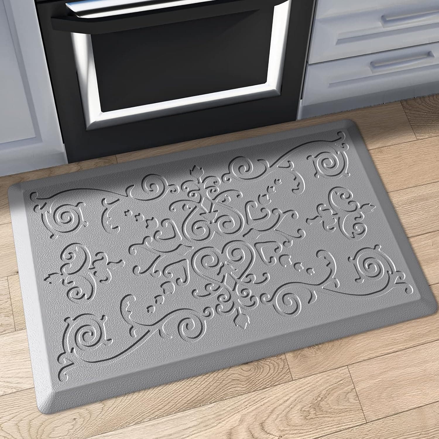 DEXI Kitchen Mat Cushioned Anti-Fatigue Kitchen Floor Mats, 30x20 Inch, Non-Slip Waterproof Kitchen Rug for House Office Standing Desk, Grey